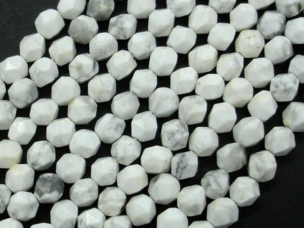 White Howlite Beads, 6mm Star Cut Faceted Round-RainbowBeads