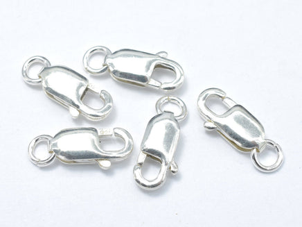 925 Sterling Silver Lobster Clasp, 4x10mm, With Close Jump Ring, 4pcs-RainbowBeads