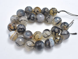 Dragon Vein Agate Beads, 16mm Faceted Round Beads-RainbowBeads