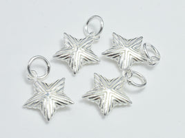 2pcs 925 Sterling Silver Charms, Star Charms, 12mm-RainbowBeads