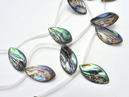 Abalone 13x25mm Curved Marquise Beads, Side Drilled, 14 Inch-RainbowBeads