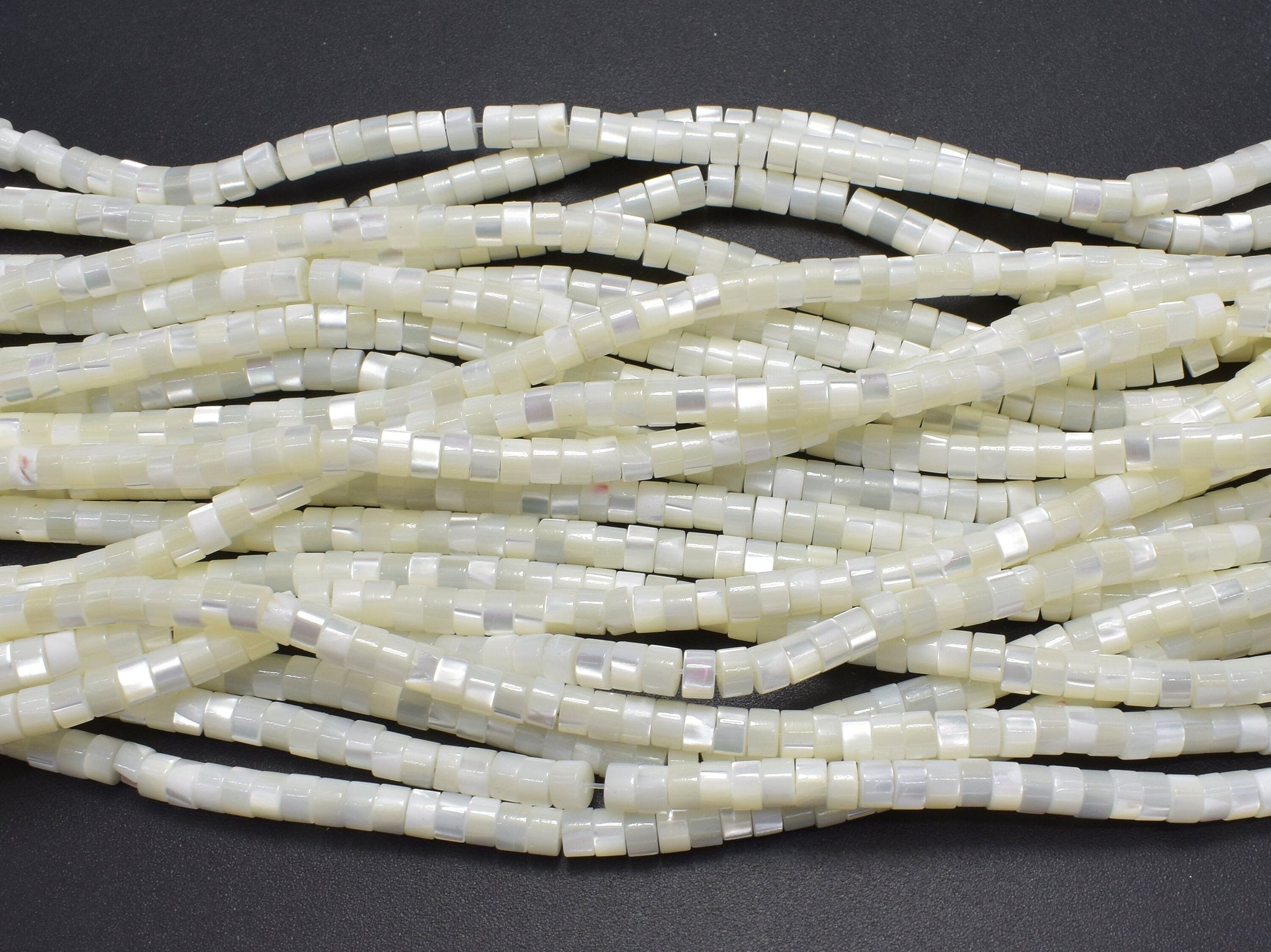 4mm White Mother of Pearl Heishi Strand – Beads, Inc.