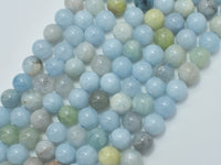 Genuine Aquamarine Beads, 8mm Round Beads-RainbowBeads