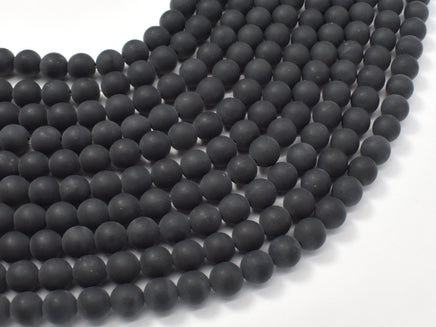 Matte Black Onyx, 6mm Round beads-RainbowBeads