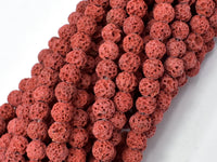 Red Lava Beads, Round, Approx 7mm-RainbowBeads