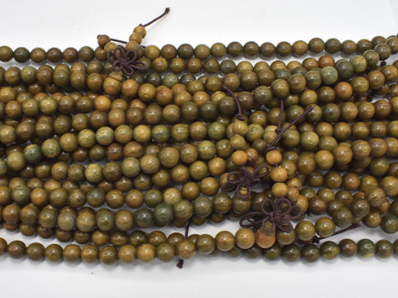 Green Sandalwood Beads, 8mm Round Beads-RainbowBeads