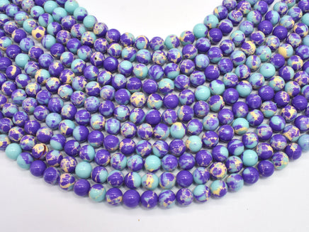 Impression Jasper-Blue & Purple 8mm Round-RainbowBeads