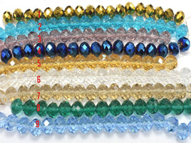 Crystal Glass Beads, 9x12mm Faceted Rondelle Beads, 6 Inch-RainbowBeads