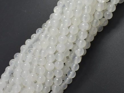 Selenite, Gypsum, 6mm (6.3mm), Round Beads-RainbowBeads