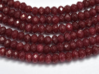 Jade -Ruby 3x4mm Faceted Rondelle, 14 Inch-RainbowBeads