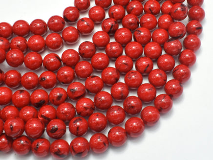 Shell Turquoise Howlite - Red, 6mm (6.5mm)-RainbowBeads