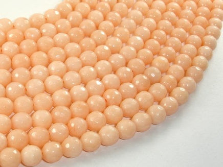 Jade Beads, Peach, 8mm Faceted Round-RainbowBeads