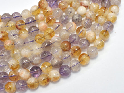 Amethyst, Citrine, 8mm Round Beads, 15 Inch-RainbowBeads