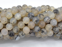 Matte Dragon Vein Agate Beads, Black & White, 8mm Round Beads-RainbowBeads