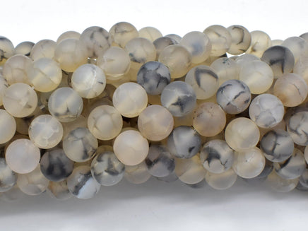 Matte Dragon Vein Agate Beads, Black & White, 8mm Round Beads-RainbowBeads