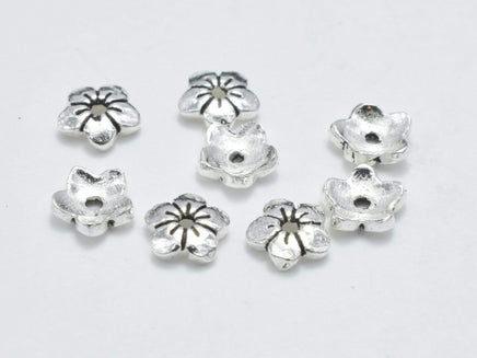 30pcs 925 Sterling Silver Bead Caps-Antique Silver, 3.8x1.1mm Flower Bead Caps-RainbowBeads