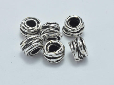 2pcs 925 Sterling Silver Beads-Antique Silver, 6x4mm Tube Beads-RainbowBeads