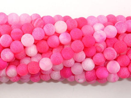 Frosted Matte Agate Beads-Pink, 6mm Round Beads-RainbowBeads