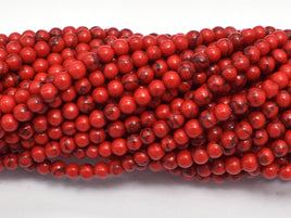 Red Howlite Beads, 4mm Round Beads-RainbowBeads