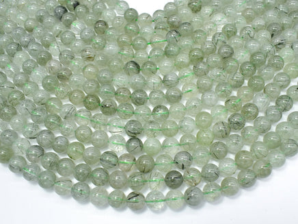 Green Rutilated Quartz Beads, 10mm Round Beads-RainbowBeads