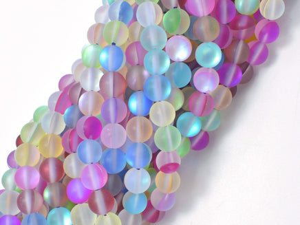 Matte Mystic Aura Quartz-Multi, 6mm (6.5mm) Round Beads-RainbowBeads