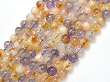 Amethyst, Citrine, 8mm Round Beads, 15 Inch-RainbowBeads