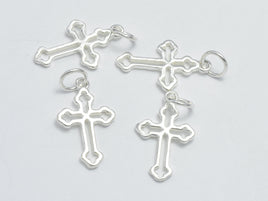 2pcs 925 Sterling Silver Charms, Cross Charms, 11x18mm-RainbowBeads