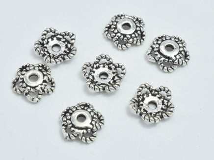 10pcs 925 Sterling Silver Bead Caps-Antique Silver, 6.5x1.8mm Flower Bead Caps-RainbowBeads
