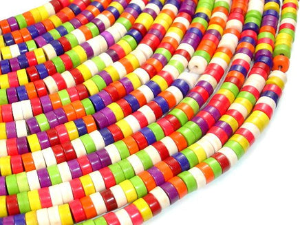 Howlite Beads, Multicolored, Heishi, 3 x 6mm-RainbowBeads