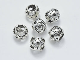 2pcs 925 Sterling Silver Beads-Antique Silver, Big Hole Filigree Beads, Spacer Beads-RainbowBeads