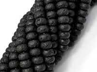 Black Lava Beads, 4x6mm Rondelle Beads-RainbowBeads