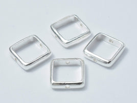 4pcs 925 Sterling Silver Square Bead Frames, 9.5mm-RainbowBeads