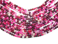 Banded Agate Beads, Fuchsia Agate, 6mm(6.3mm) Round-RainbowBeads