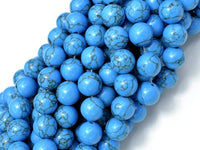 Howlite Turquoise Beads, Blue, 10mm Round Beads-RainbowBeads