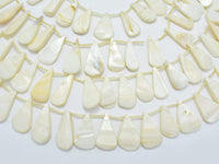 Mother of Pearl, Creamy White Shell, Top Drilled Flat Teardrop, Approx. 15x28mm-RainbowBeads