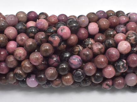 Rhodonite Beads, Round, 6mm (6.5mm)-RainbowBeads