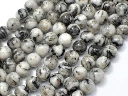 White Zebra Jasper, 8mm (8.3mm) Round Beads-RainbowBeads
