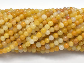 Yellow Jade Beads, 4mm (4.5mm) Round Beads-RainbowBeads