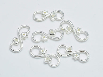 4pcs 925 Sterling Silver Connector, S Hook 16x6.5mm-RainbowBeads