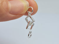 1pc 925 Sterling Silver Connector, 26x9.5mm, 8x8mm Square Ring-RainbowBeads