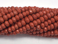 Red Jasper Beads, 4x6mm Faceted Rondelle-RainbowBeads