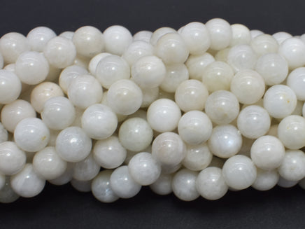 White Rainbow Moonstone Beads, 8mm Round-RainbowBeads