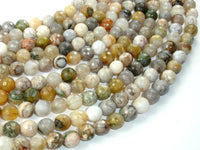 Bamboo Leaf Agate Beads, Faceted Round, 8mm-RainbowBeads