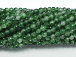 Malaysia Jade - Green, White, 4mm (4.5mm), Round-RainbowBeads