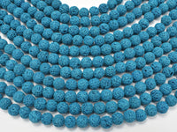 Blue Lava Beads, 8mm (8.6mm) Round Beads-RainbowBeads