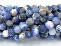 Matte Sodalite Beads, 10mm (10.5mm) Round Beads-RainbowBeads