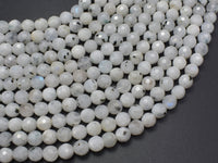 White Rainbow Moonstone, 6mm (6.5mm), Faceted Round-RainbowBeads