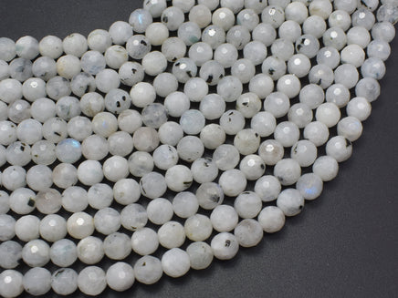 White Rainbow Moonstone, 6mm (6.5mm), Faceted Round-RainbowBeads