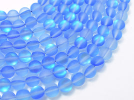 Matte Mystic Aura Quartz-Blue, 8mm (8.5mm) Round-RainbowBeads