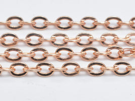 1foot Rose Gold Vermeil Oval Chain, 925 Sterling Silver Chain, Oval Chain, Jewelry Chain, 1.5x2mm-RainbowBeads